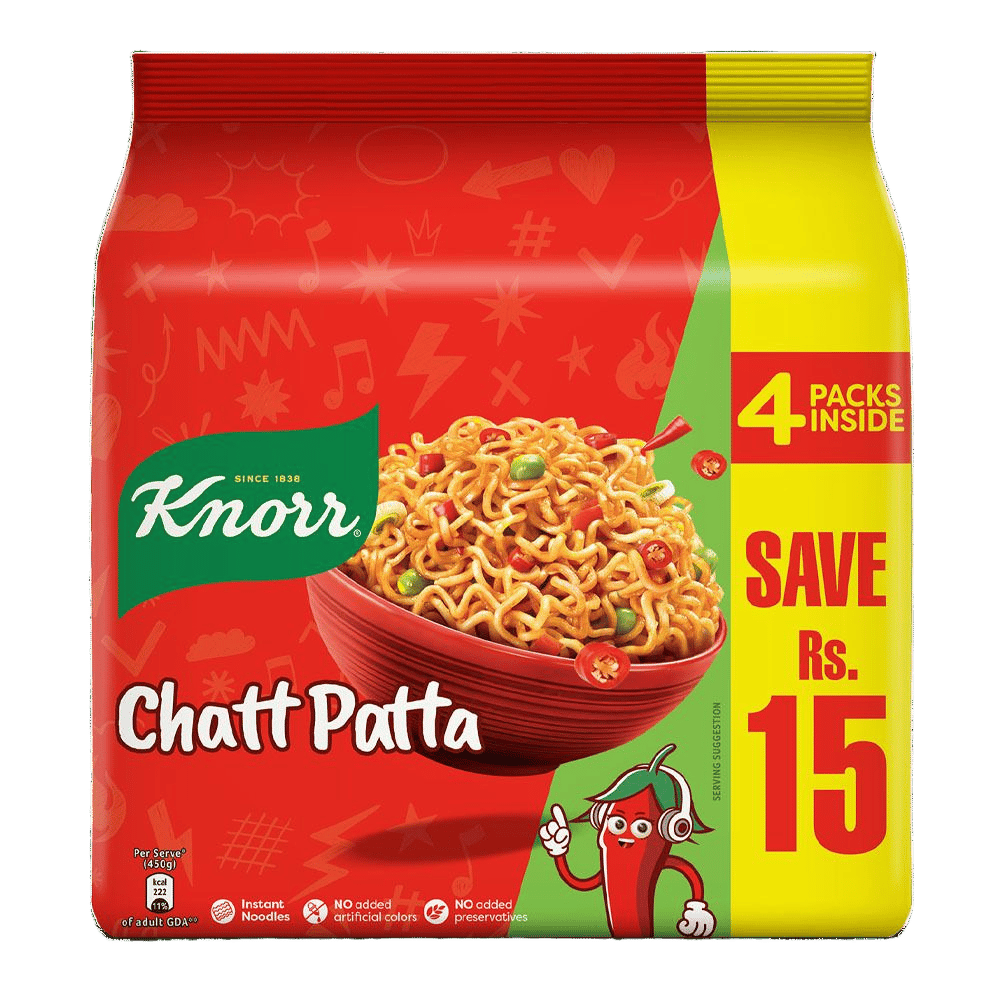 Knorr Noodles Chatt Patta, Family Pack, 4-Pack Inside