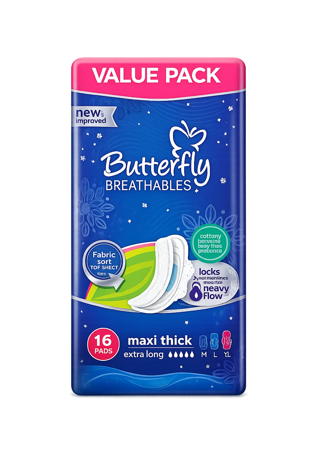 Butterfly Breathables Maxi Thick Extra Large (Value Pack) 16pc