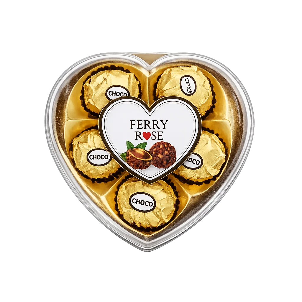Ferry Rose Wafer Peanut Chocolate Heart ( 5 Pieces )