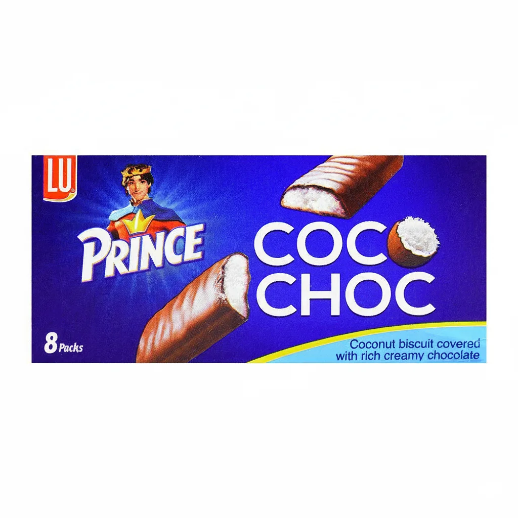 LU Prince Coco Choc Covered Biscuit, Snack Pack Box, 8 Pieces