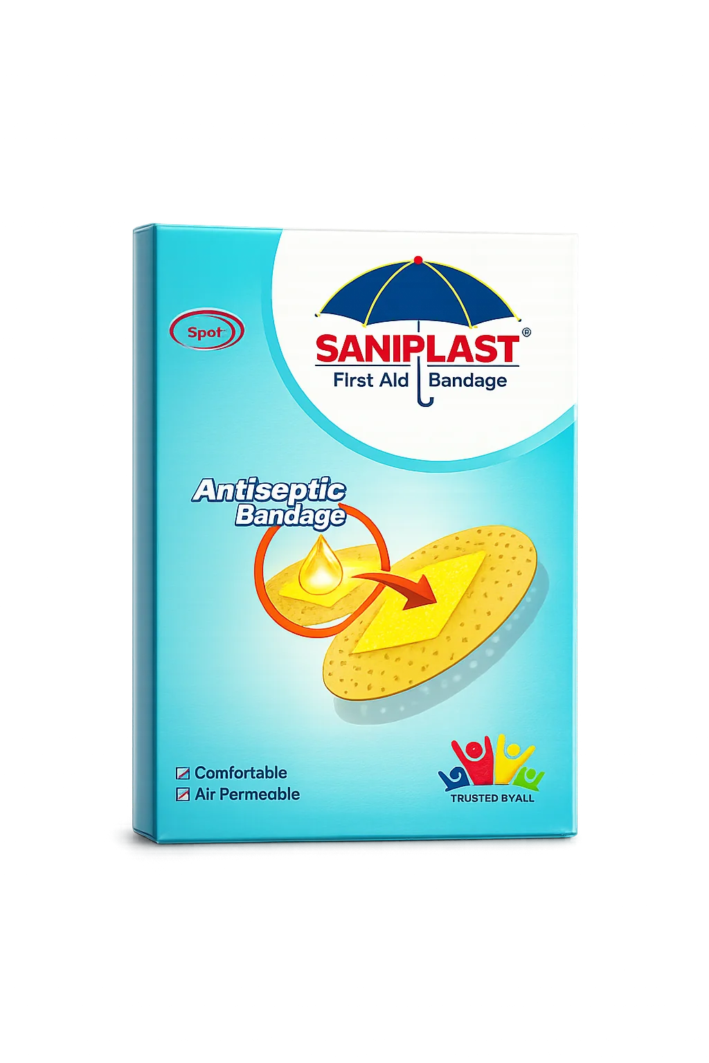 Saniplast First Aid — Spot Antiseptic Bandage 20 Strips 25mm