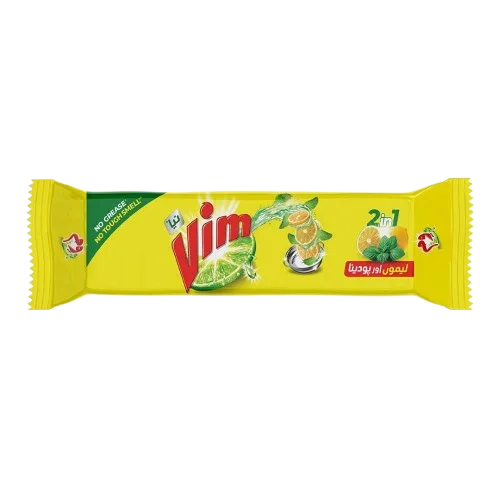 Vim 2-in-1 Dish Wash Long Bar, Lemon & Pudina, 230g